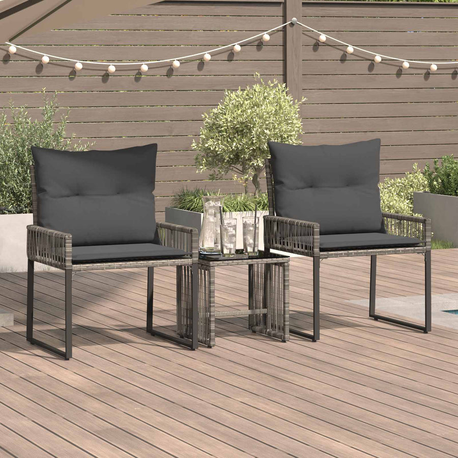 Buitenmeubelset 7 pcs Grijs en Donkergrijs poly rattan