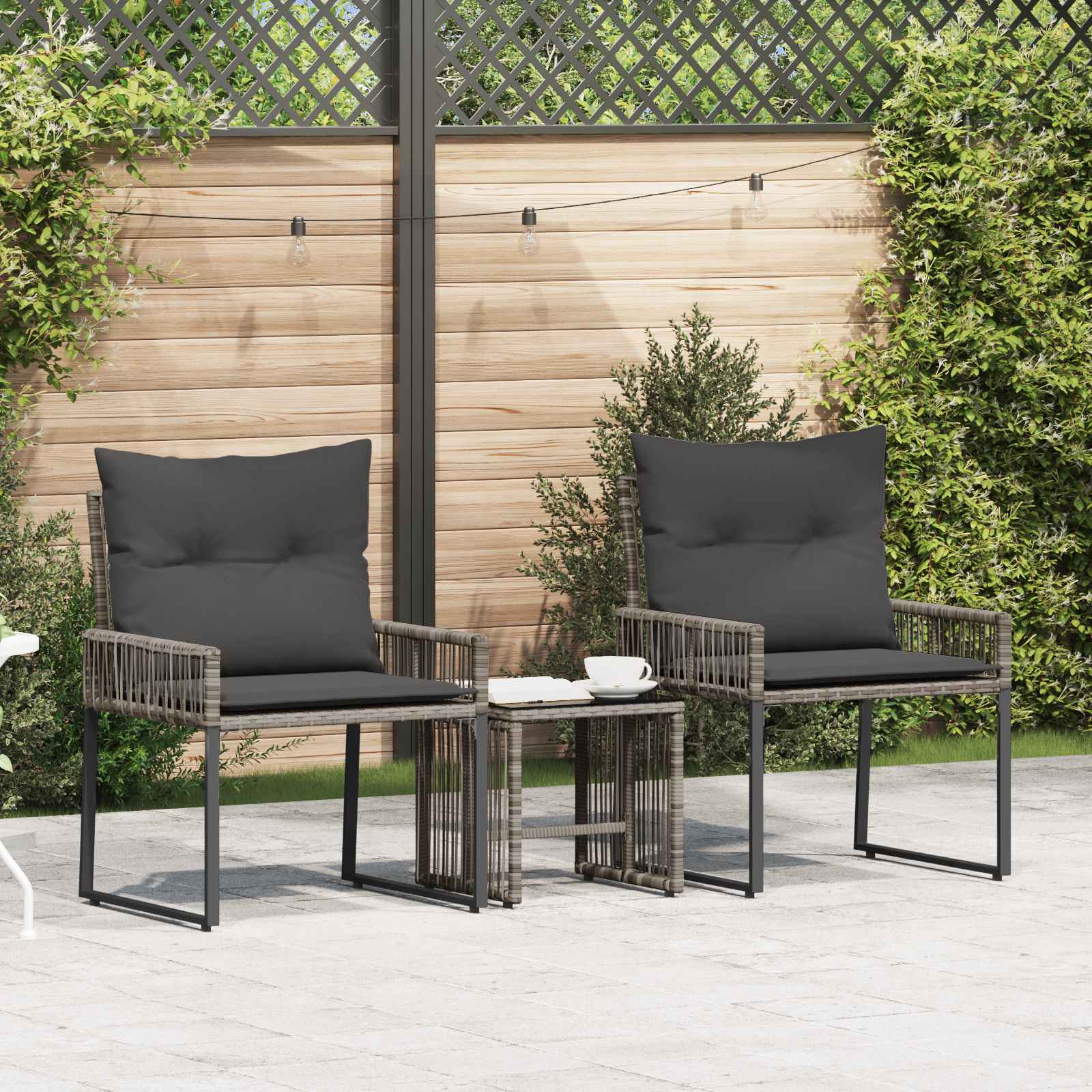 Buitenmeubelset 7 pcs Grijs en Donkergrijs poly rattan