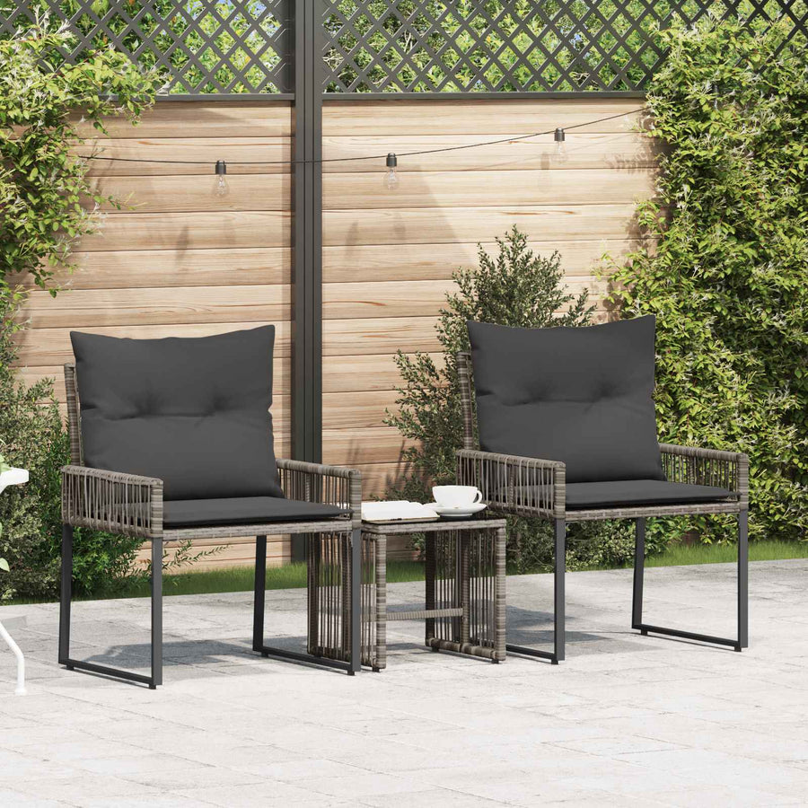 Buitenmeubelset 7 pcs Grijs en Donkergrijs poly rattan