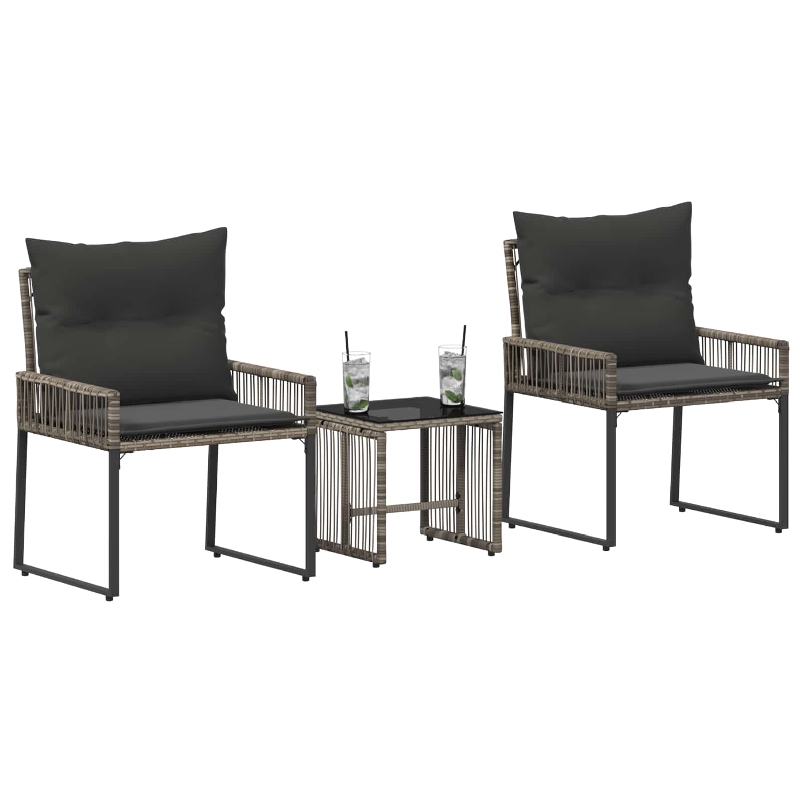 Buitenmeubelset 7 pcs Grijs en Donkergrijs poly rattan