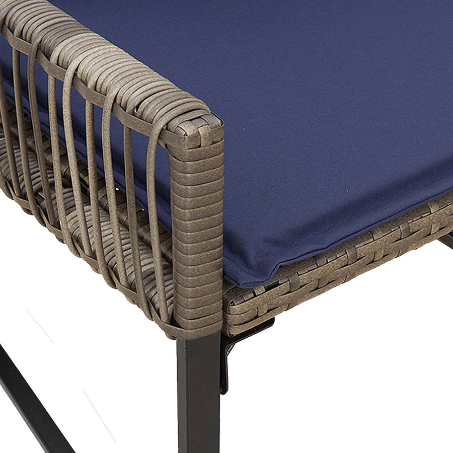 Buitenmeubelset 7 pcs Grijs en Marineblauw poly rattan