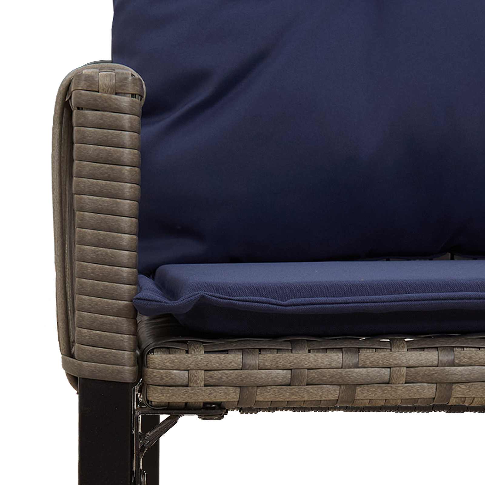 Buitenmeubelset 7 pcs Grijs en Marineblauw poly rattan