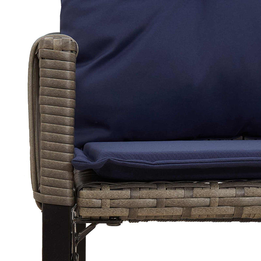 Buitenmeubelset 7 pcs Grijs en Marineblauw poly rattan