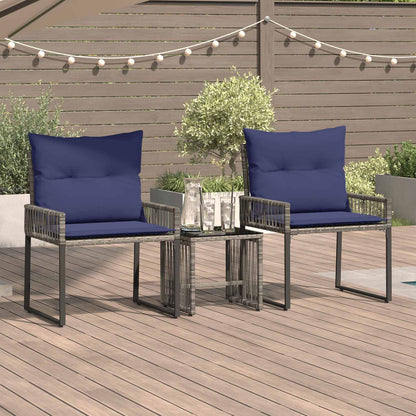 Buitenmeubelset 7 pcs Grijs en Marineblauw poly rattan