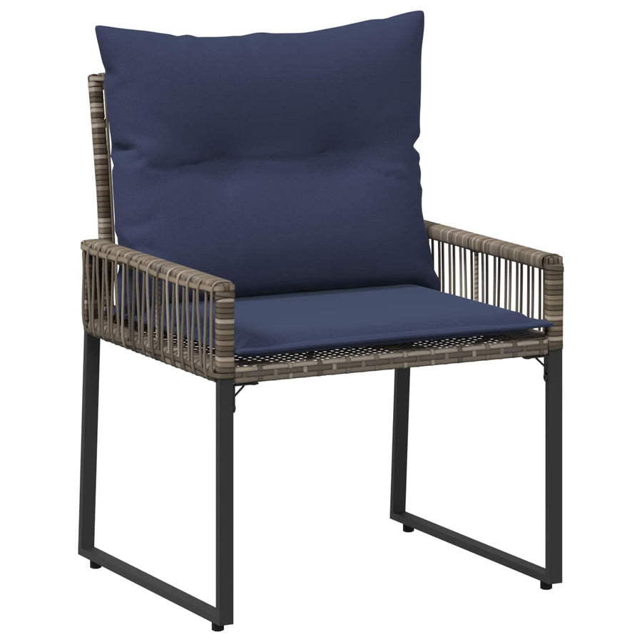 Buitenmeubelset 7 pcs Grijs en Marineblauw poly rattan