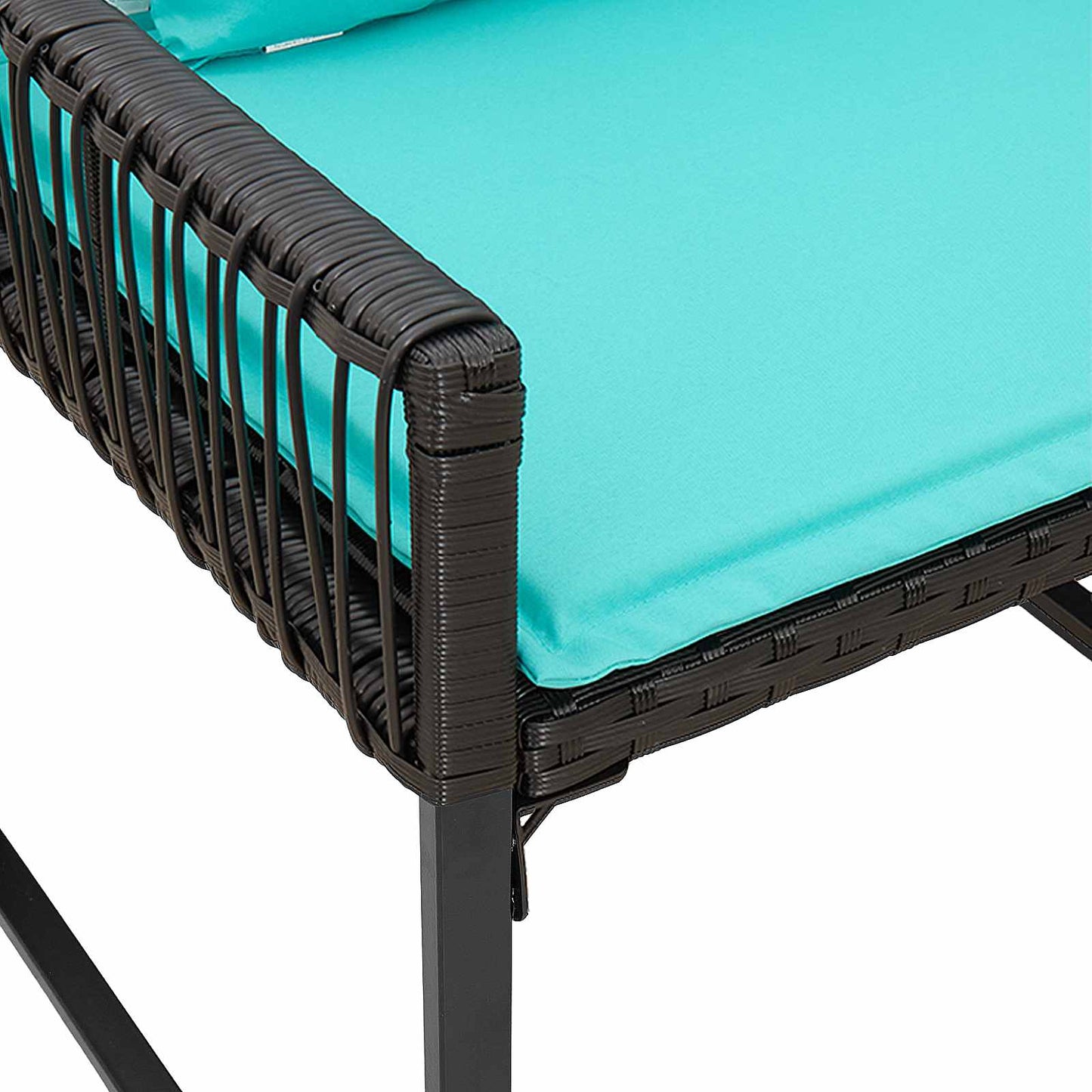 Buitenmeubelset met kussen 7 pcs Zwart en Turquoise poly rattan