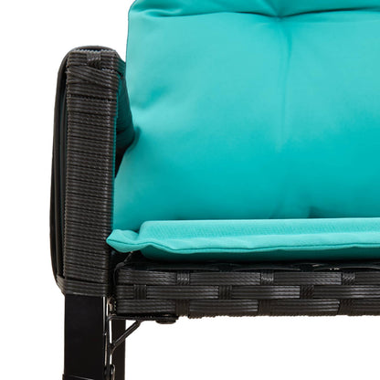 Buitenmeubelset met kussen 7 pcs Zwart en Turquoise poly rattan
