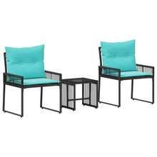 Buitenmeubelset met kussen 7 pcs Zwart en Turquoise poly rattan