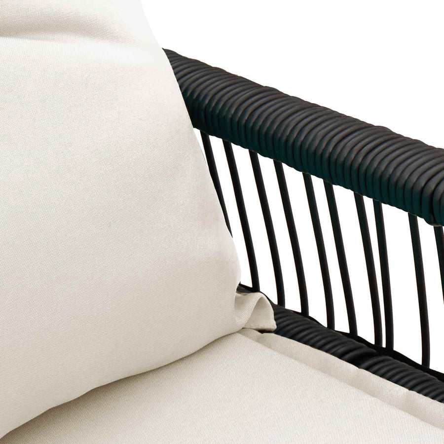 Tuinbank met kussen 4 pcs Zwart en Cream Wit poly rattan