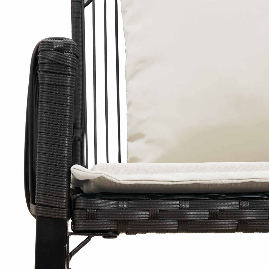 Tuinbank met kussen 4 pcs Zwart en Cream Wit poly rattan