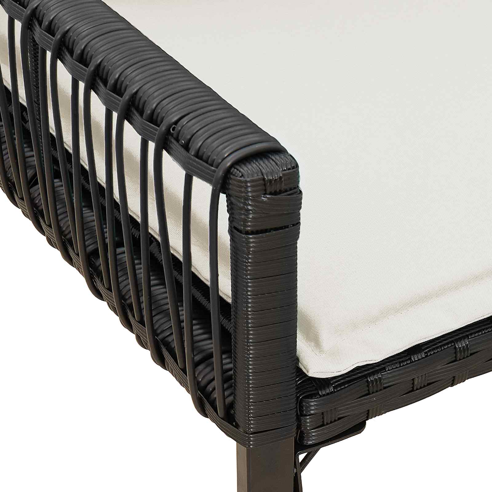 Tuinbank met kussen 4 pcs Zwart en Cream Wit poly rattan