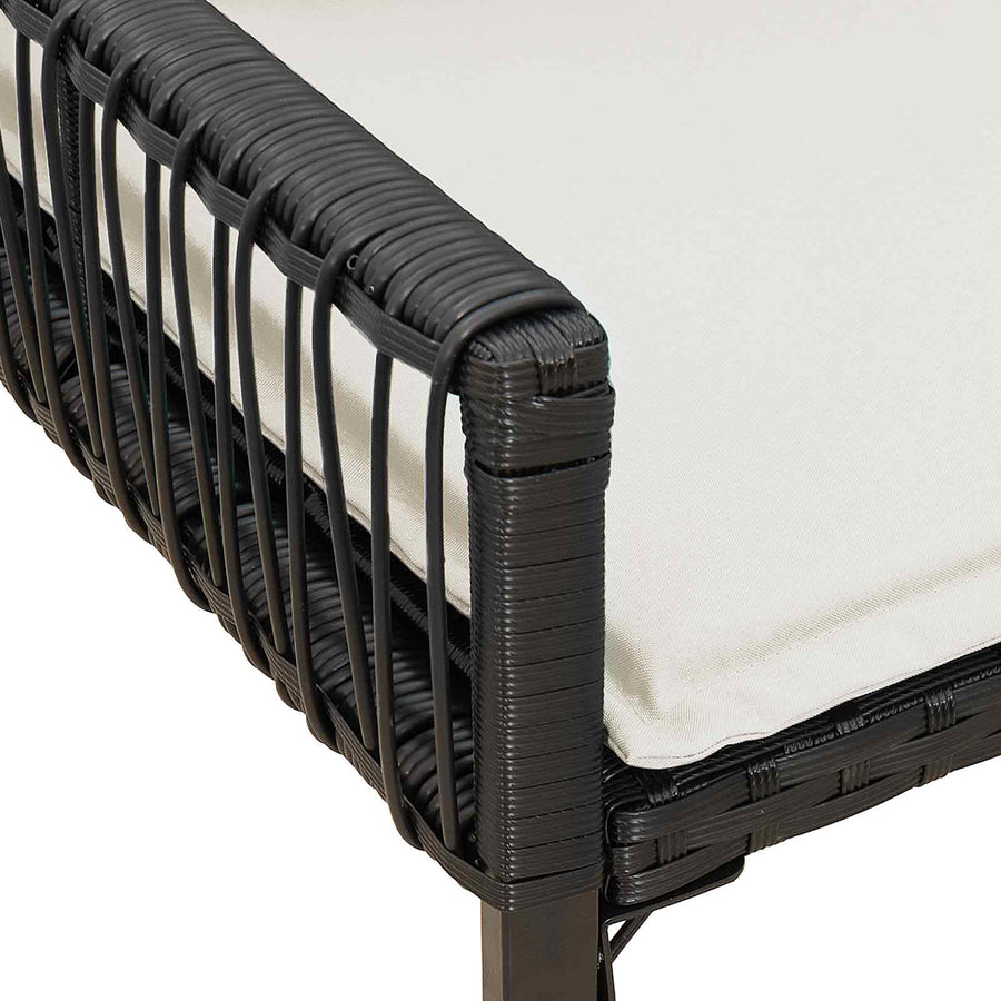 Tuinbank met kussen 4 pcs Zwart en Cream Wit poly rattan
