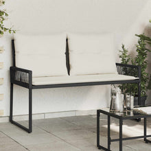 Tuinbank met kussen 4 pcs Zwart en Cream Wit poly rattan