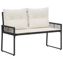 Tuinbank met kussen 4 pcs Zwart en Cream Wit poly rattan