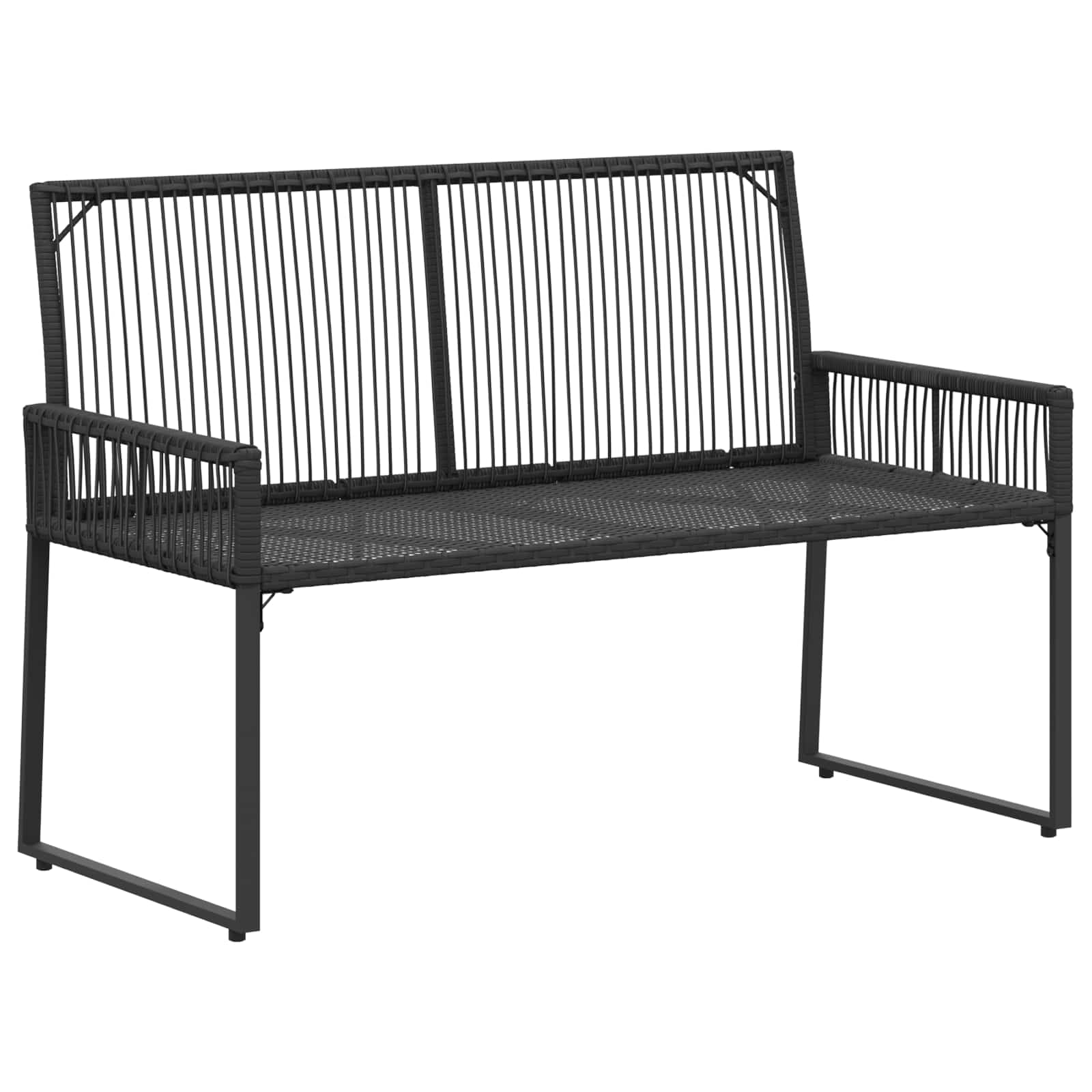 Tuinbank met kussen 4 pcs Zwart en Cream Wit poly rattan
