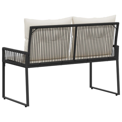 Tuinbank met kussen 4 pcs Zwart en Cream Wit poly rattan