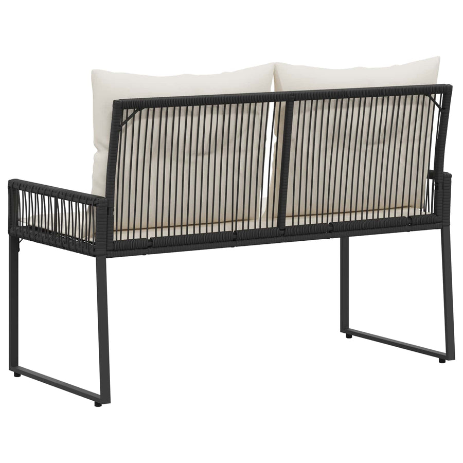 Tuinbank met kussen 4 pcs Zwart en Cream Wit poly rattan