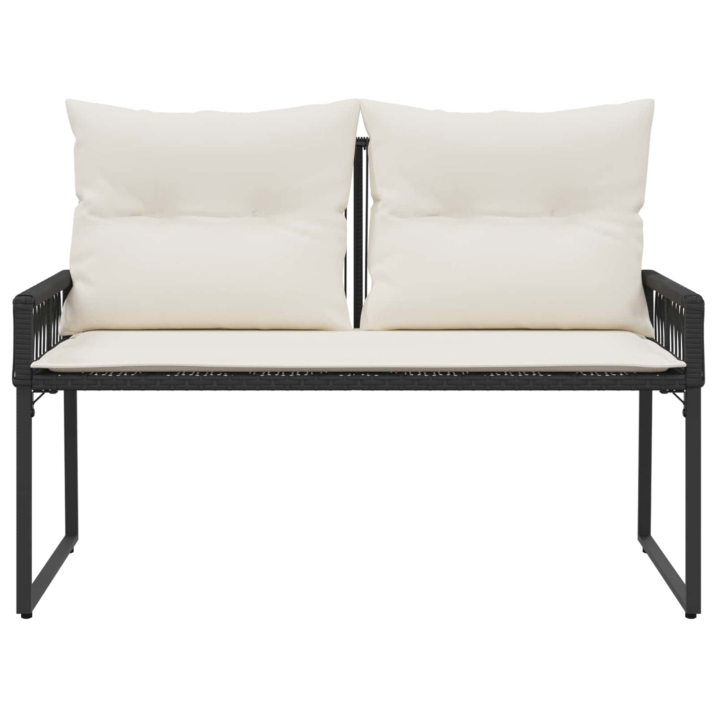 Tuinbank met kussen 4 pcs Zwart en Cream Wit poly rattan
