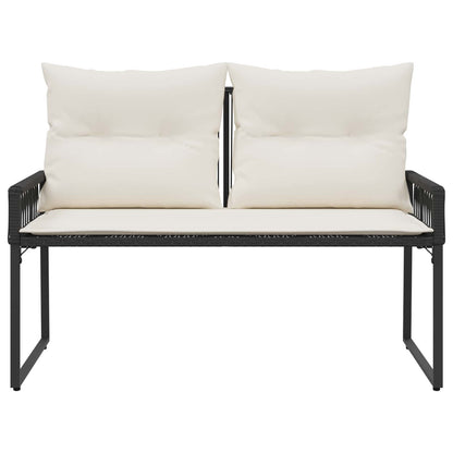 Tuinbank met kussen 4 pcs Zwart en Cream Wit poly rattan