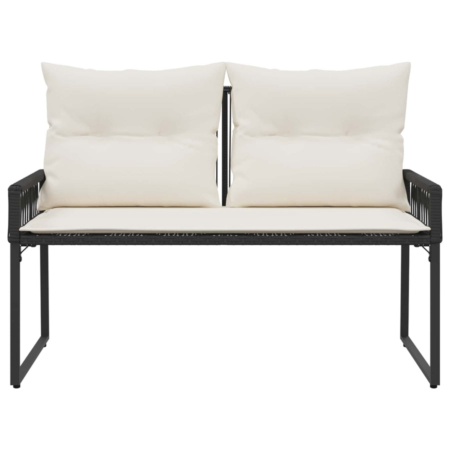 Tuinbank met kussen 4 pcs Zwart en Cream Wit poly rattan