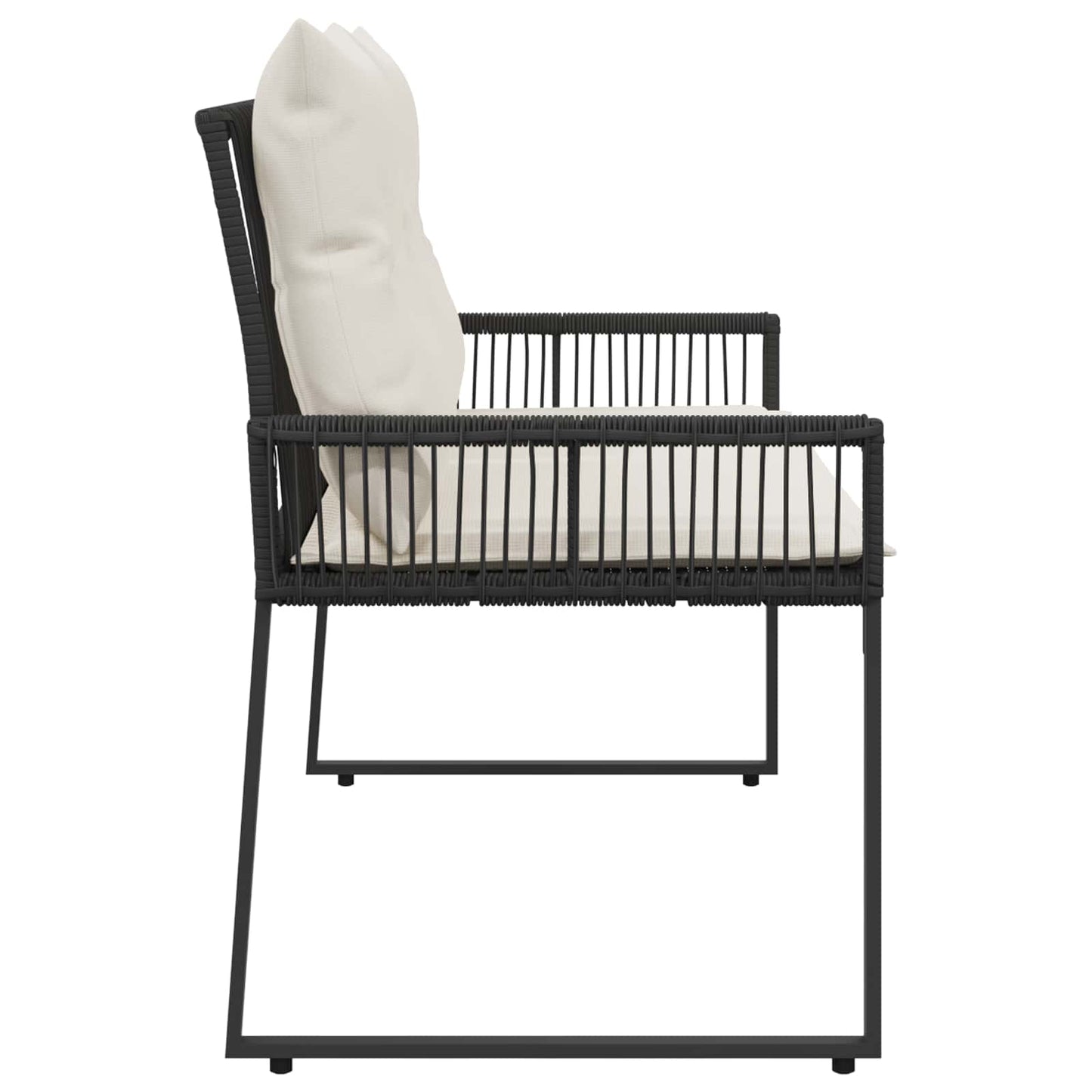 Tuinbank met kussen 4 pcs Zwart en Cream Wit poly rattan