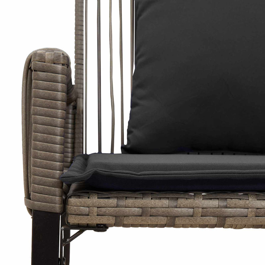 Tuinbank met kussen 4 pcs Grijs en Donkergrijs poly rattan