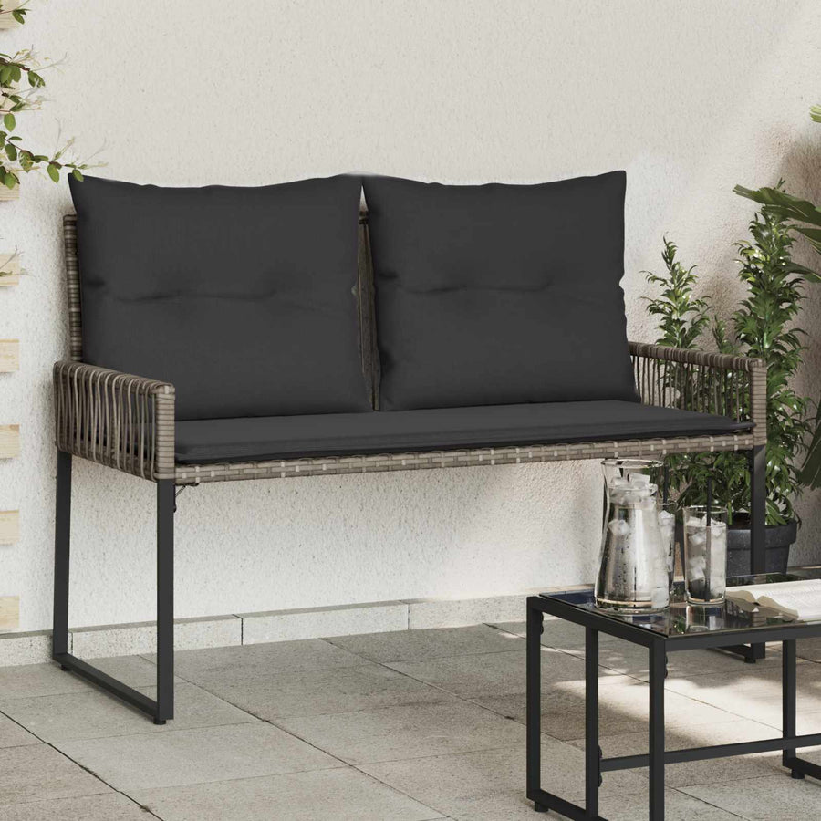 Tuinbank met kussen 4 pcs Grijs en Donkergrijs poly rattan