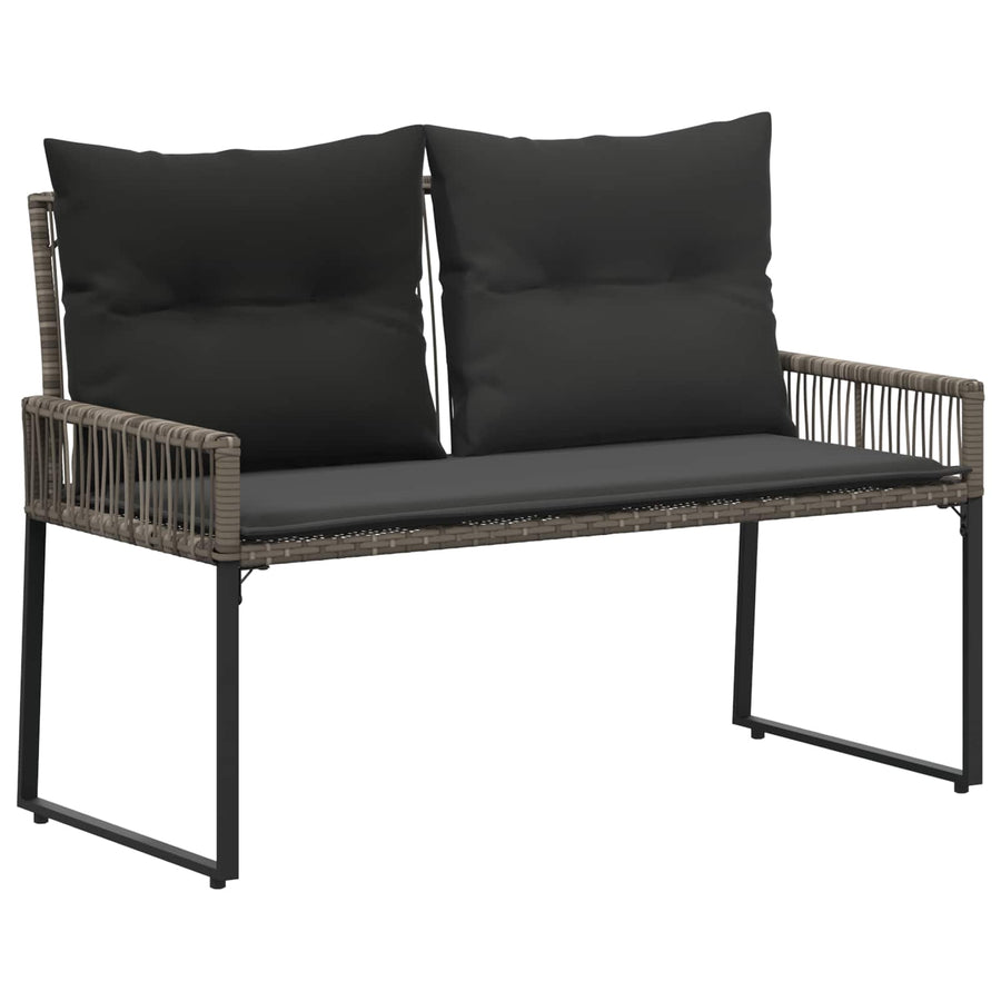 Tuinbank met kussen 4 pcs Grijs en Donkergrijs poly rattan