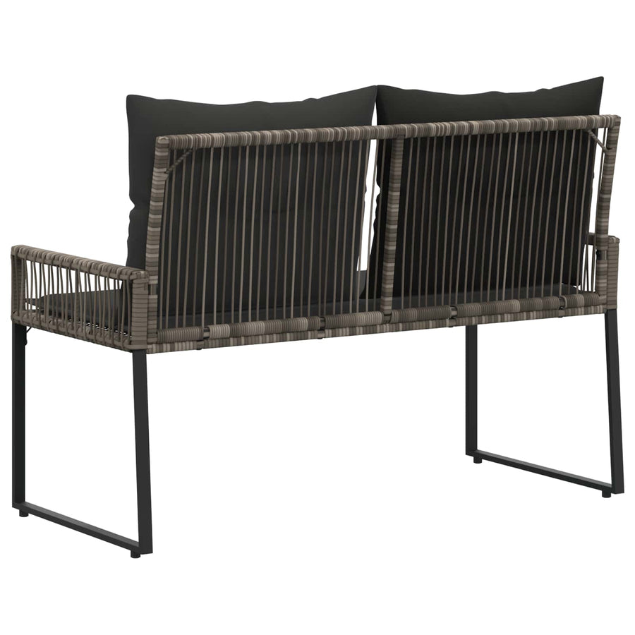 Tuinbank met kussen 4 pcs Grijs en Donkergrijs poly rattan