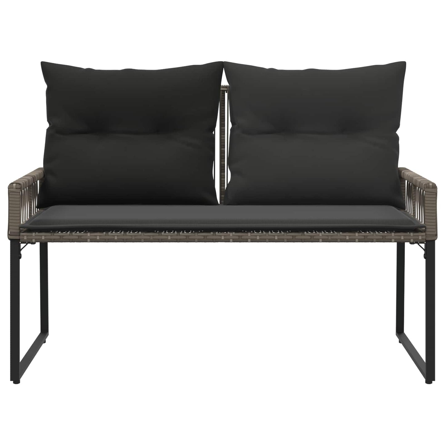Tuinbank met kussen 4 pcs Grijs en Donkergrijs poly rattan
