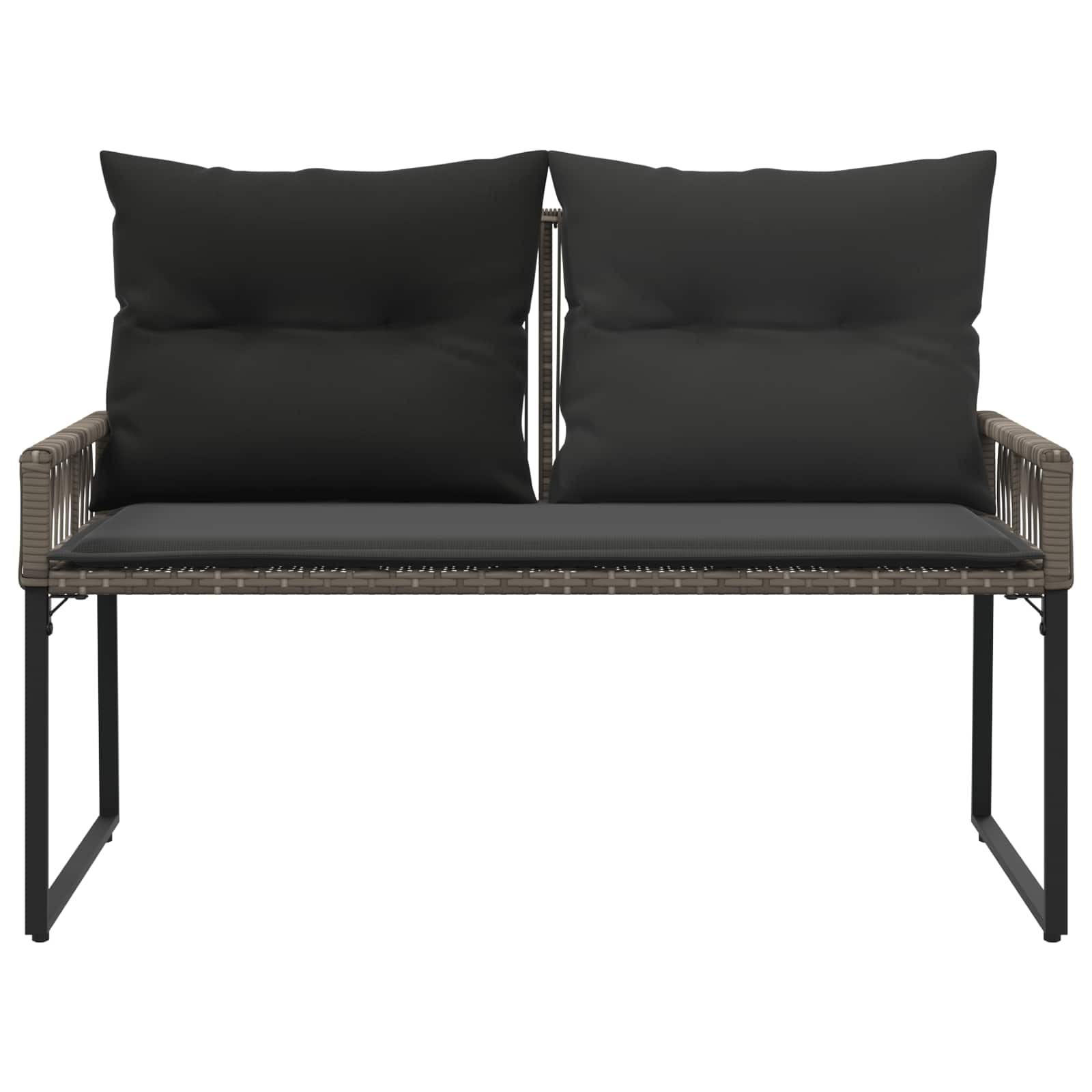 Tuinbank met kussen 4 pcs Grijs en Donkergrijs poly rattan