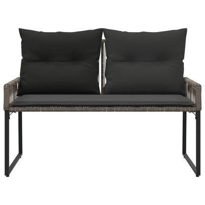 Tuinbank met kussen 4 pcs Grijs en Donkergrijs poly rattan