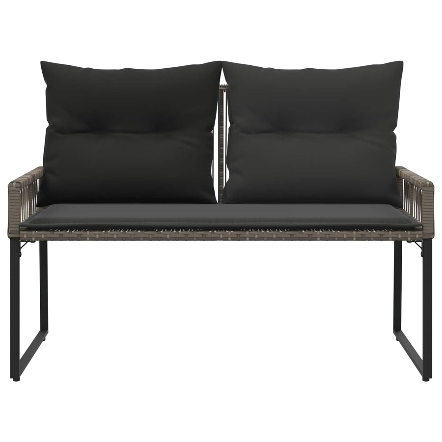 Tuinbank met kussen 4 pcs Grijs en Donkergrijs poly rattan