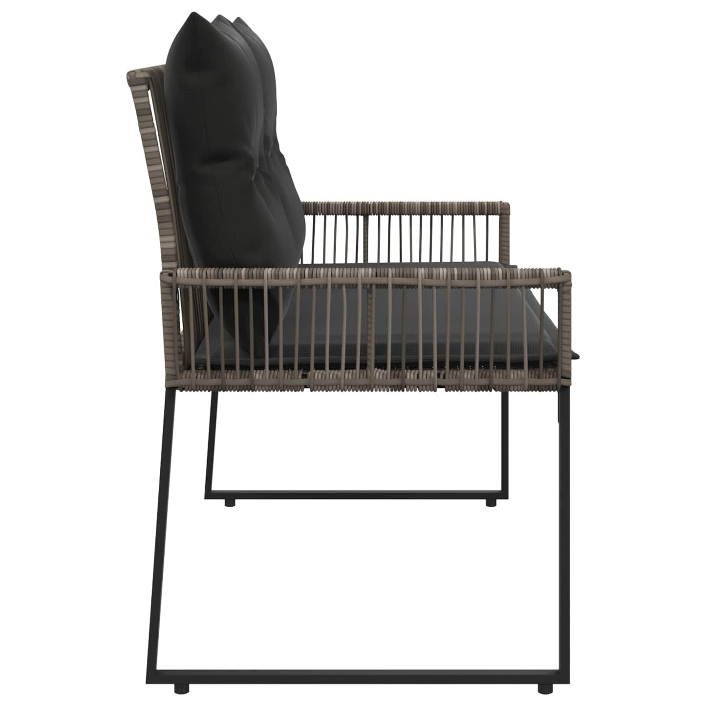 Tuinbank met kussen 4 pcs Grijs en Donkergrijs poly rattan