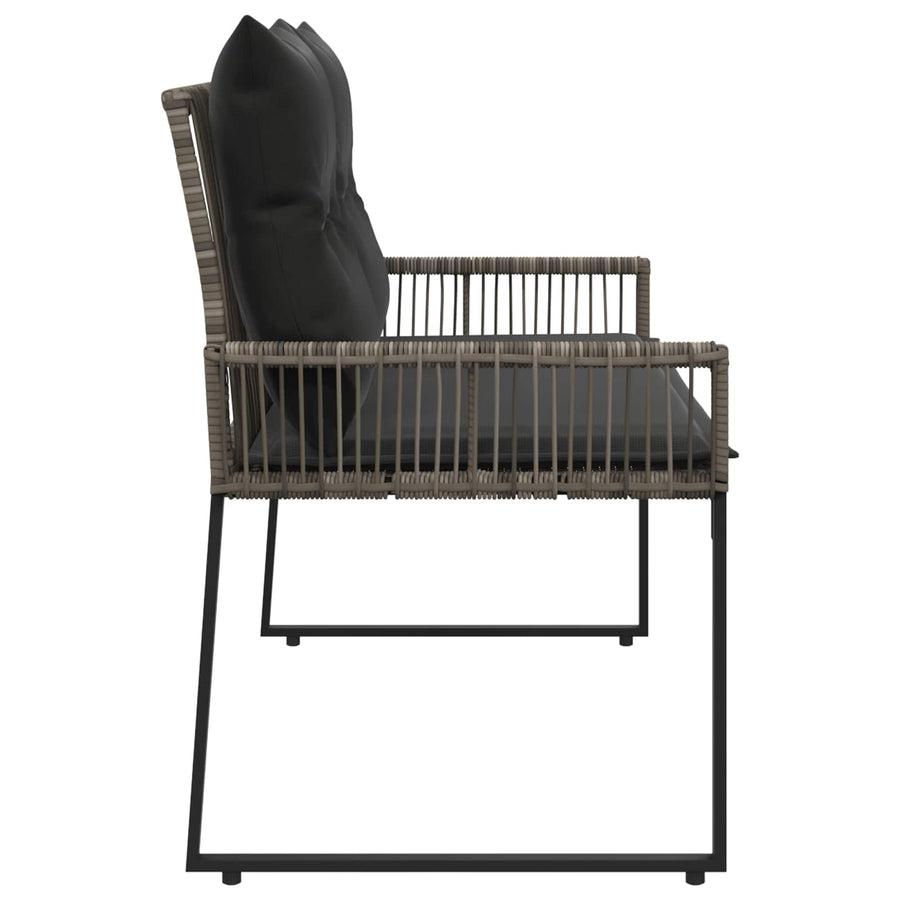 Tuinbank met kussen 4 pcs Grijs en Donkergrijs poly rattan
