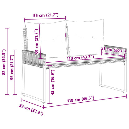 Tuinbank met kussen 4 pcs Grijs en Donkergrijs poly rattan