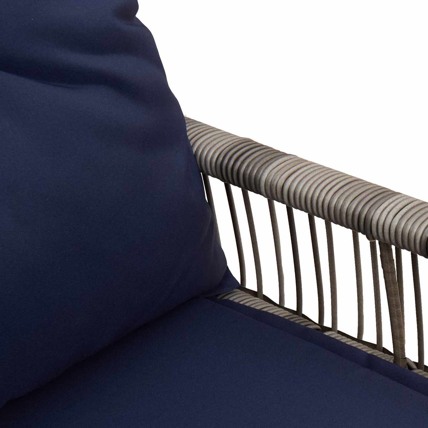 Tuinbank met kussen 4 pcs Grijs en Marineblauw poly rattan