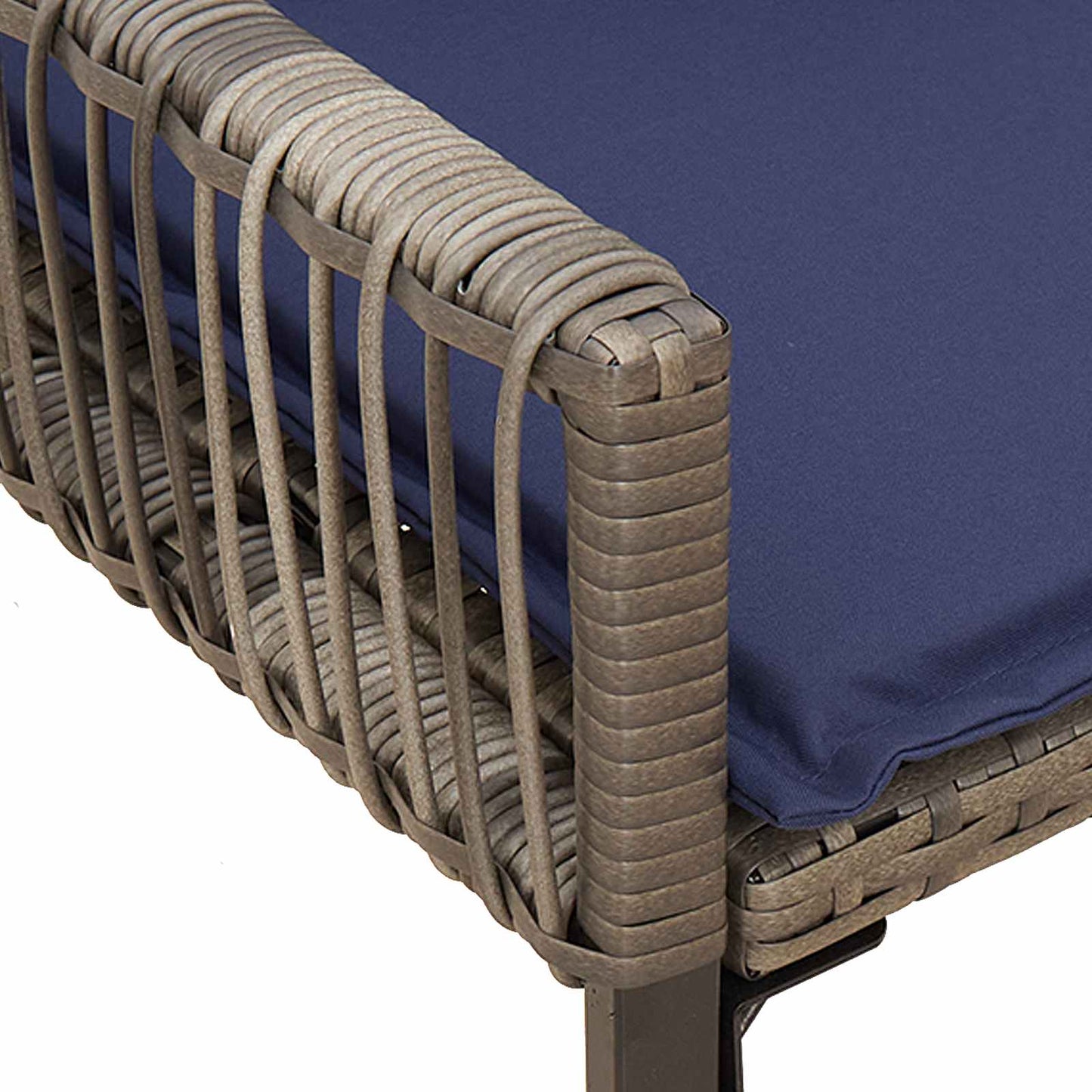 Tuinbank met kussen 4 pcs Grijs en Marineblauw poly rattan
