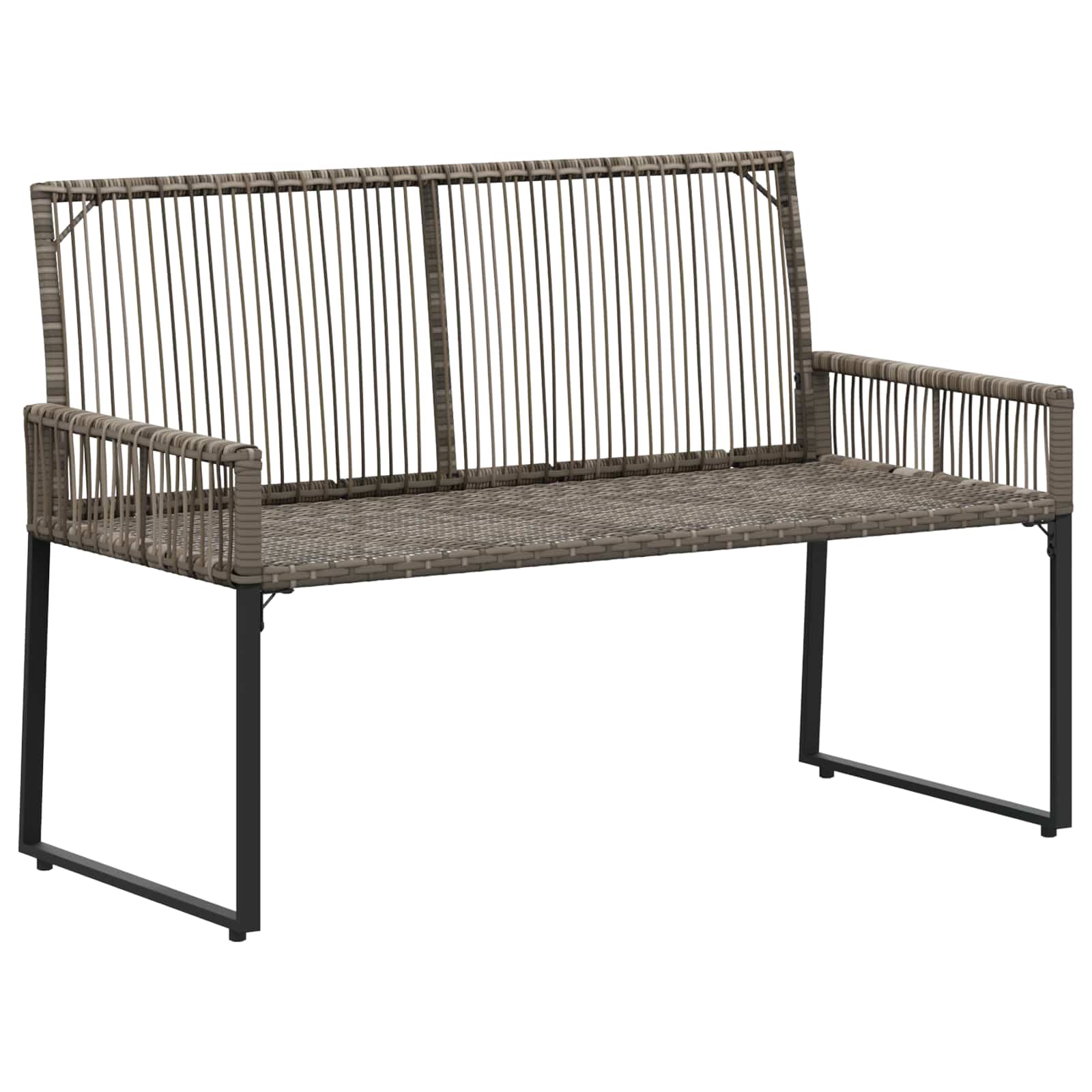 Tuinbank met kussen 4 pcs Grijs en Marineblauw poly rattan