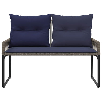 Tuinbank met kussen 4 pcs Grijs en Marineblauw poly rattan