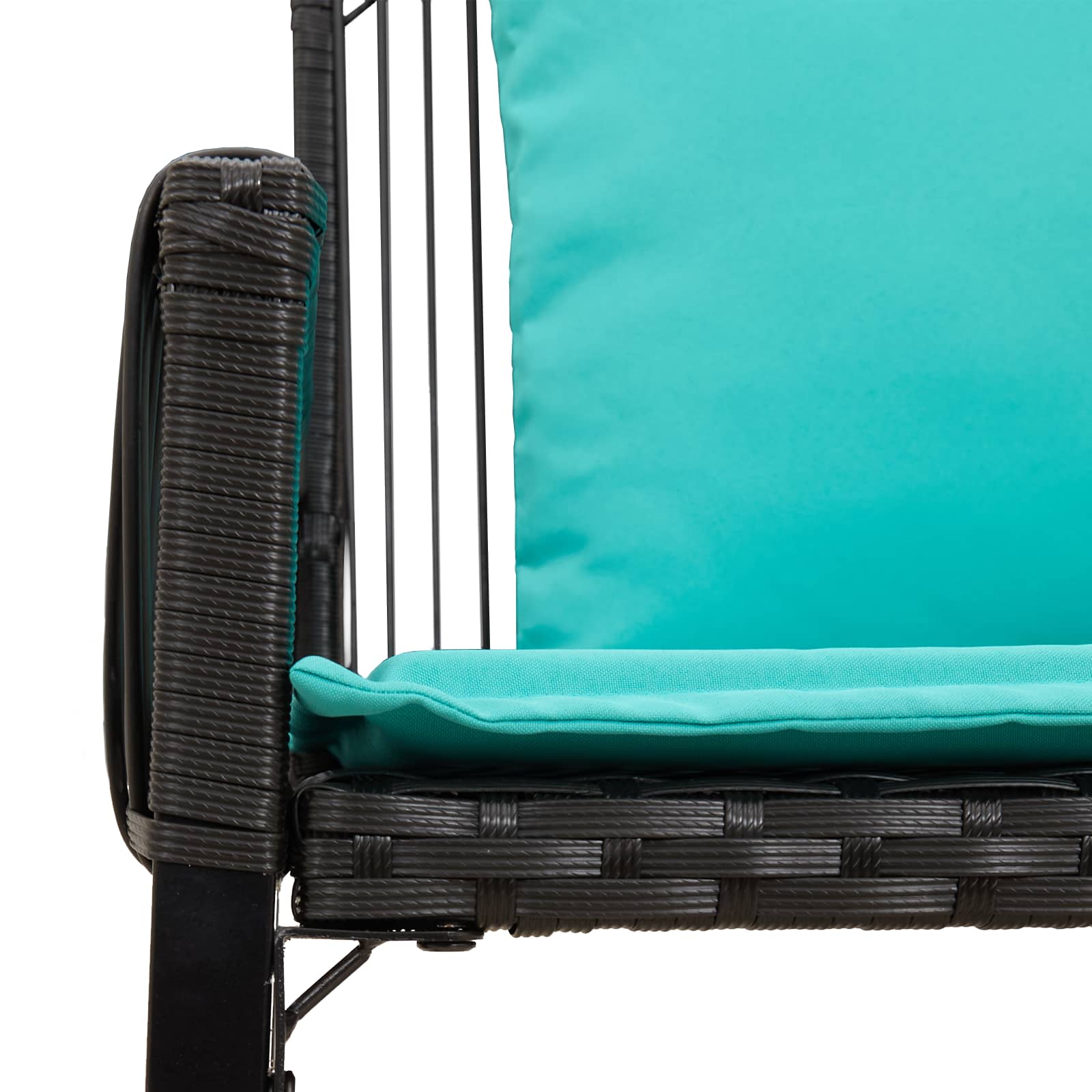 Tuinbank met kussen 4 pcs Zwart en Turquoise poly rattan