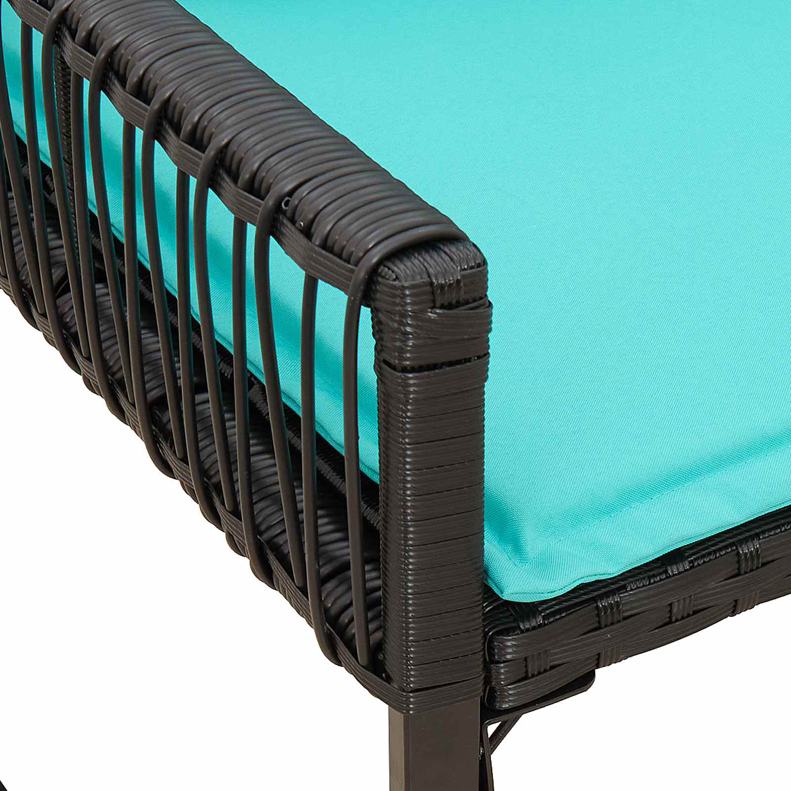 Tuinbank met kussen 4 pcs Zwart en Turquoise poly rattan