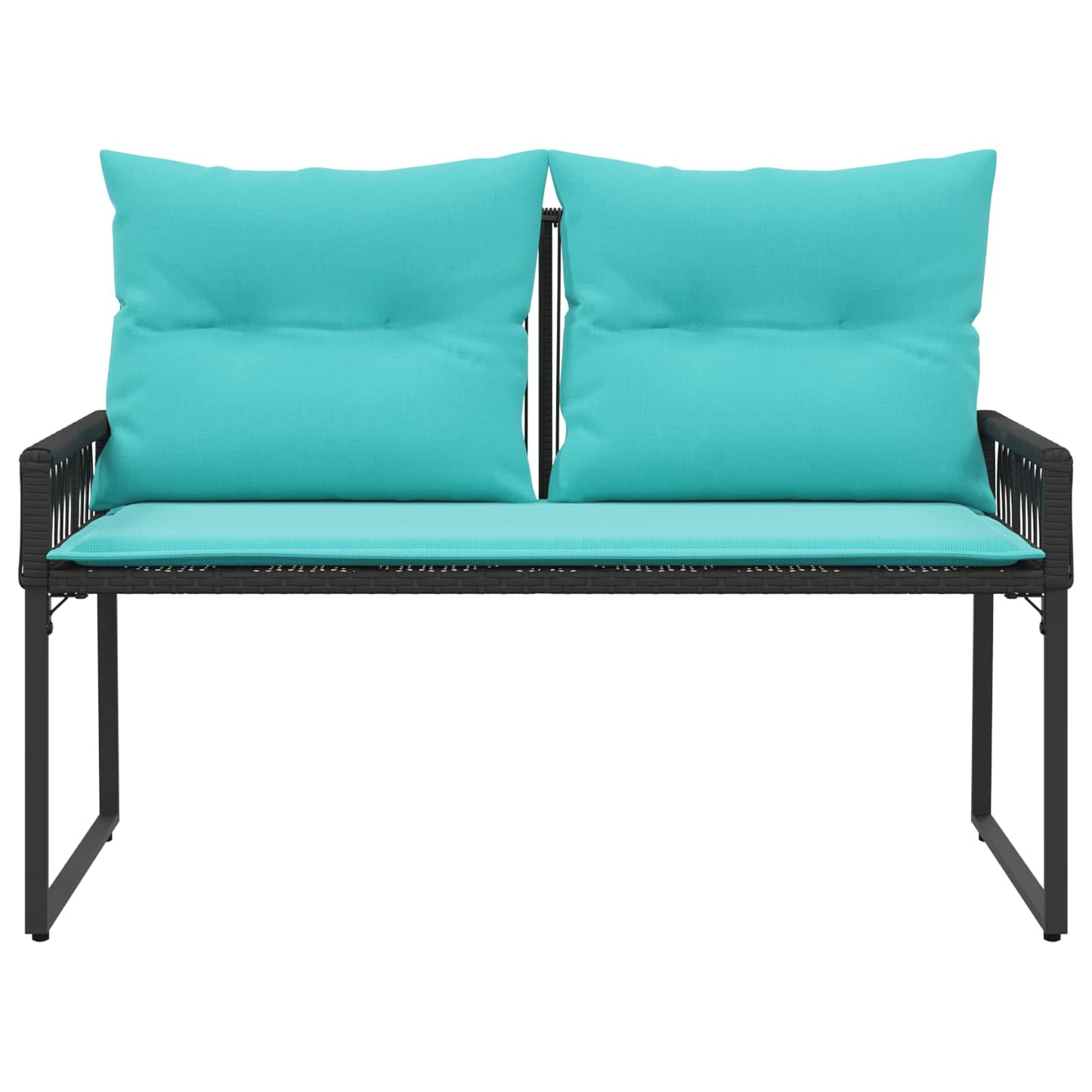 Tuinbank met kussen 4 pcs Zwart en Turquoise poly rattan