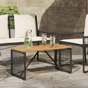 Buiten tafel 80x40x40 cm poly rattan acaciahout zwart bruin