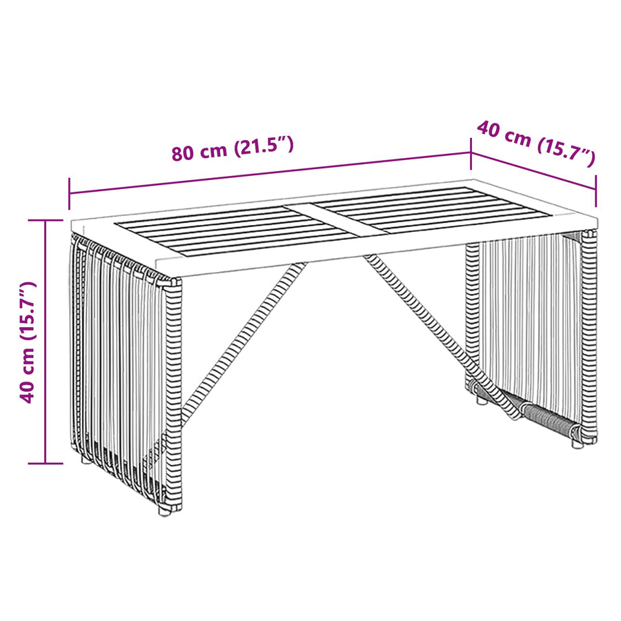 Buiten Tafel Zwart en Bruin 80 x 40 x 40 cm poly rattan