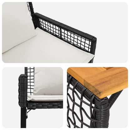 Buitenmeubelset met kussen 4 pcs Zwart en Cream Wit