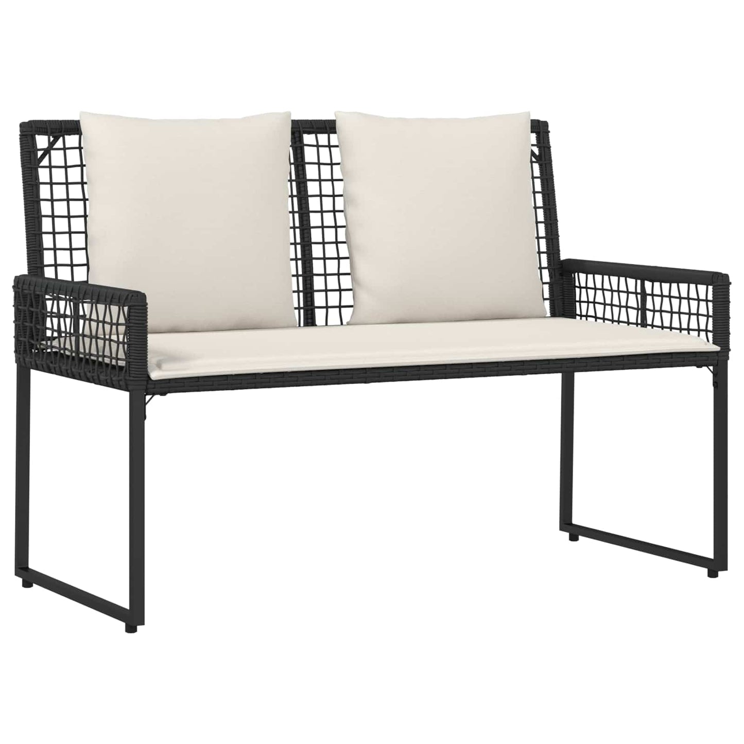 Buitenmeubelset met kussen 4 pcs Zwart en Cream Wit