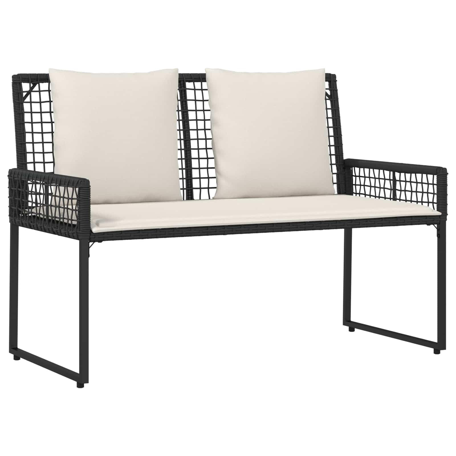 Buitenmeubelset met kussen 4 pcs Zwart en Cream Wit
