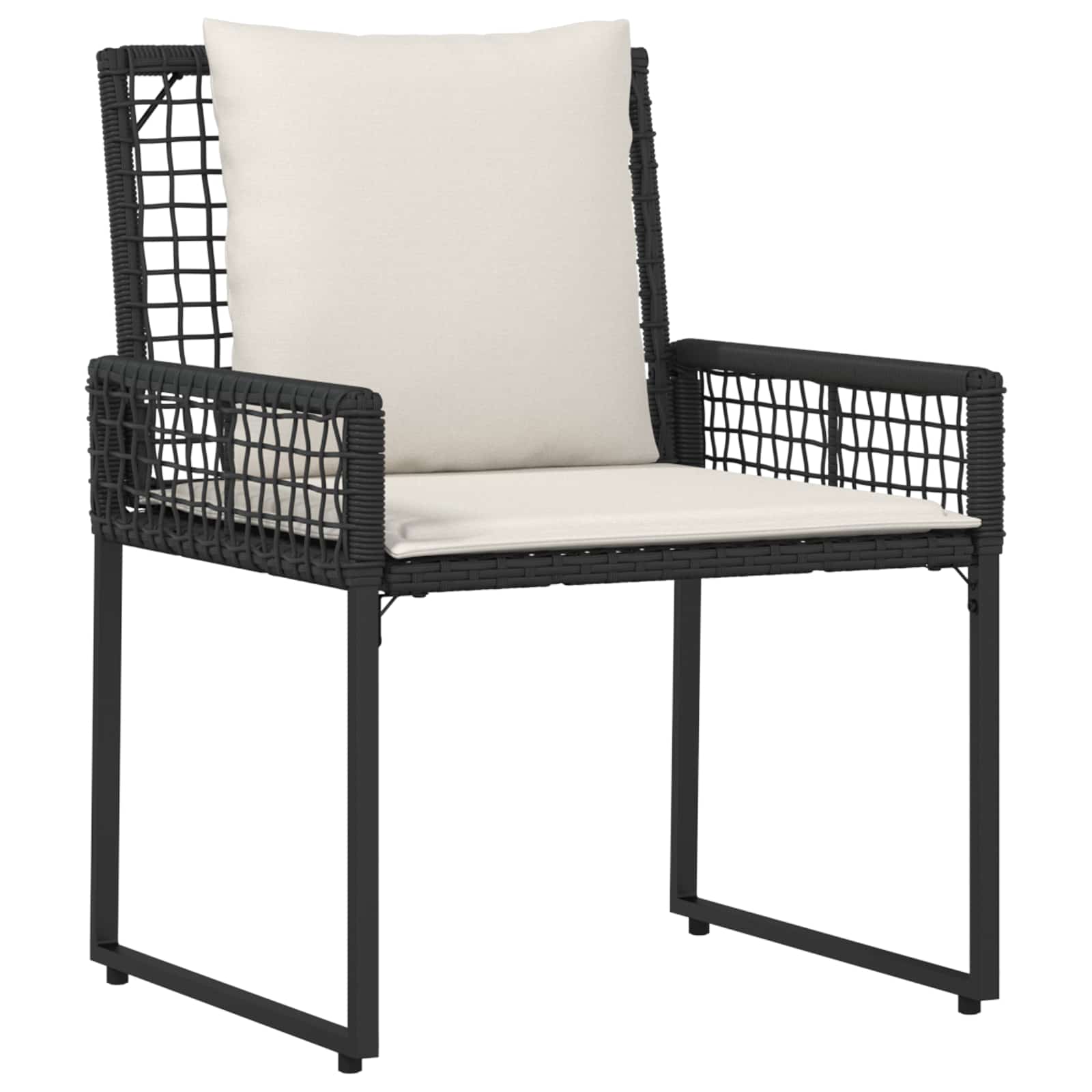 Buitenmeubelset met kussen 4 pcs Zwart en Cream Wit
