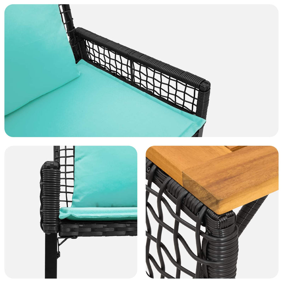 Buitenmeubelset met kussen 4 pcs Zwart en Turquoise